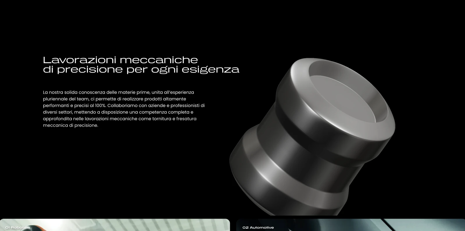 Sito web per azienda meccanica con animazioni 3D