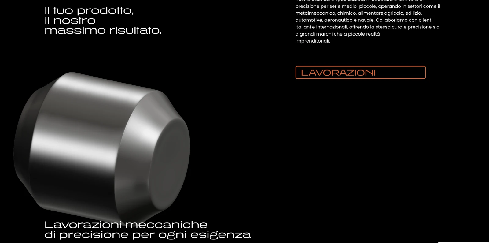 Sito web per azienda meccanica con animazioni 3D
