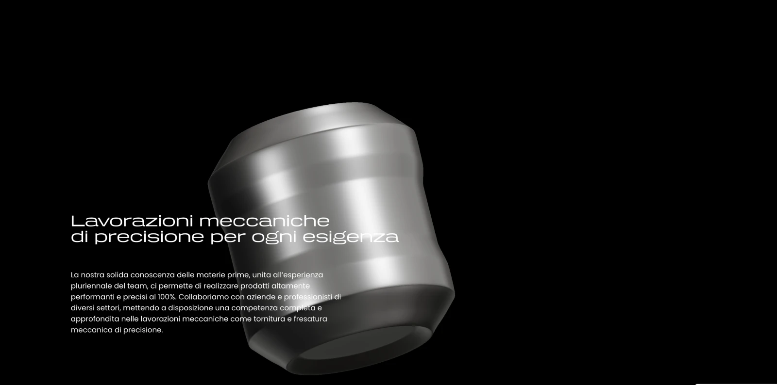 Sito web per azienda meccanica con animazioni 3D